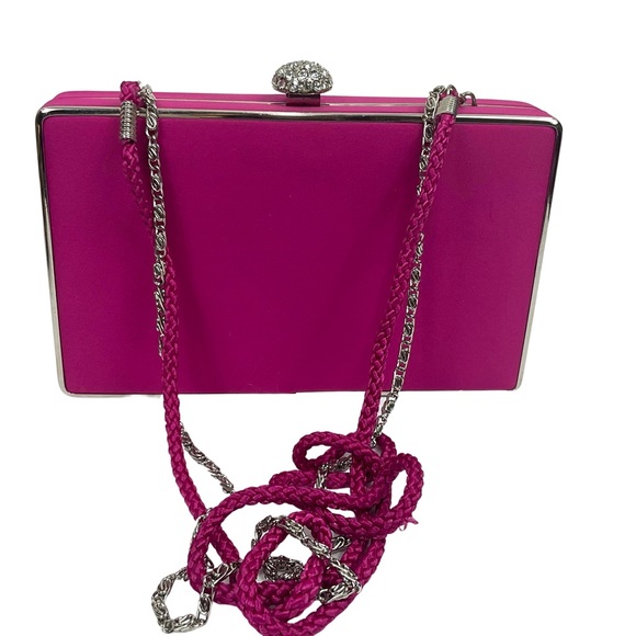 Lula Townsend Fuchsia Box Handbag with Rhinestone Closure - Picture 12 of 12